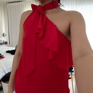 Red one shoulder top